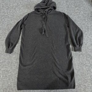 LOFT Charcoal Gray Knit Hoodie Dress Long Sleeve Casual Size S